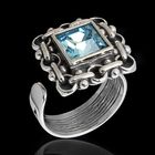 Кольцо «Меган», безразмерное, цвет голубой в чернёном серебре - Фото 1