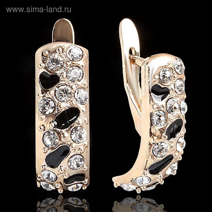 Серьги «Эгида», цвет чёрный в золоте - Фото 1