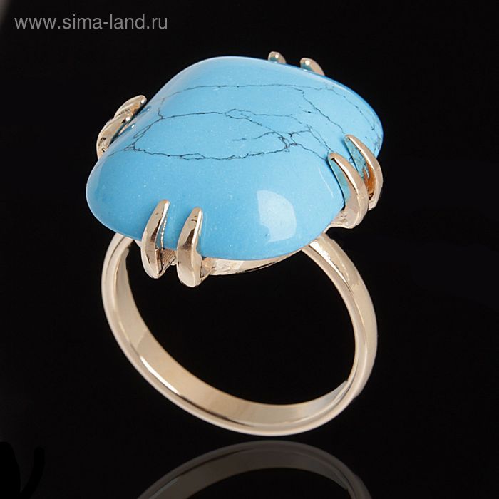 Кольцо "Аигба", размер 17, цвет голубой в золоте - Фото 1
