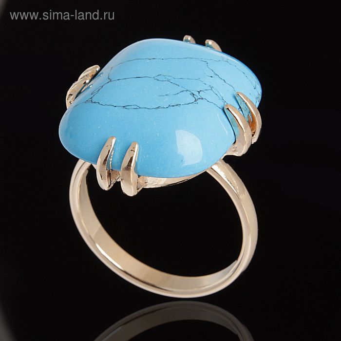 Кольцо "Аигба", размер 18, цвет голубой в золоте - Фото 1