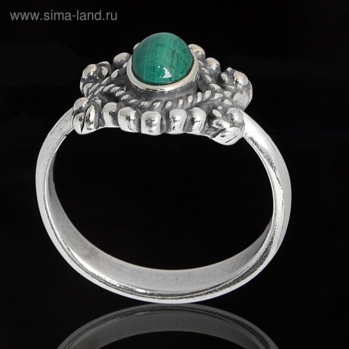 Кольцо "Пелагея", размер 18, цвет зеленый в черненом серебре - Фото 1