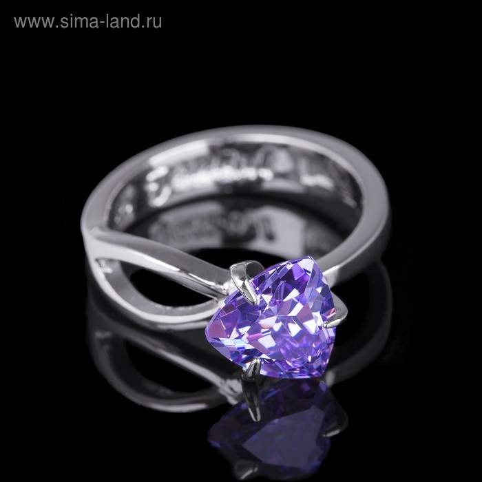 Кольцо "Реймс", размер 18, цвет фиолетовый в серебре - Фото 1