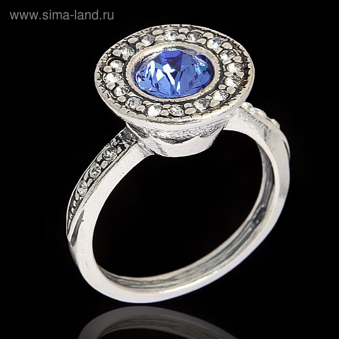 Кольцо "Лоо", размер 18, цвет голубой в чернёном серебре - Фото 1