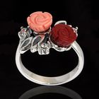 Кольцо «Маники», размер 19, цвет бело-красный в чернёном серебре - Фото 1