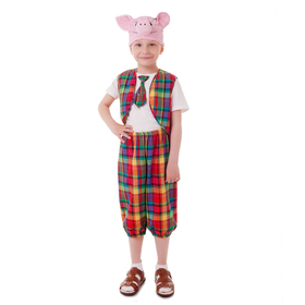 Карнавальный костюм "Поросёнок Наф-Наф", бриджи, жилетка, футболка, шапка, р-р 60, рост 104-110 см