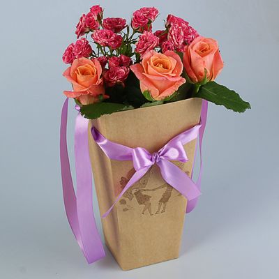 Пакет для цветов "Люблю тебя", 9 х 15 х 27 см