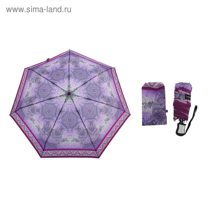 Зонт автоматический "Орнамент", R=53см, цвет сиренево-фиолетовый - Фото 1