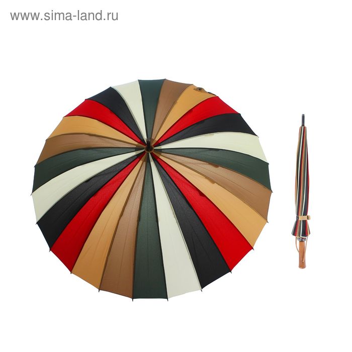 Зонт-трость "Радуга", полуавтоматический, R=55см, цвет серо-красный - Фото 1
