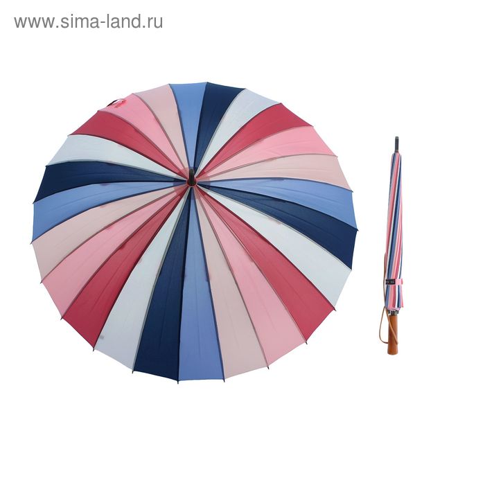 Зонт-трость "Радуга", полуавтоматический, R=55см, цвет розово-синий - Фото 1