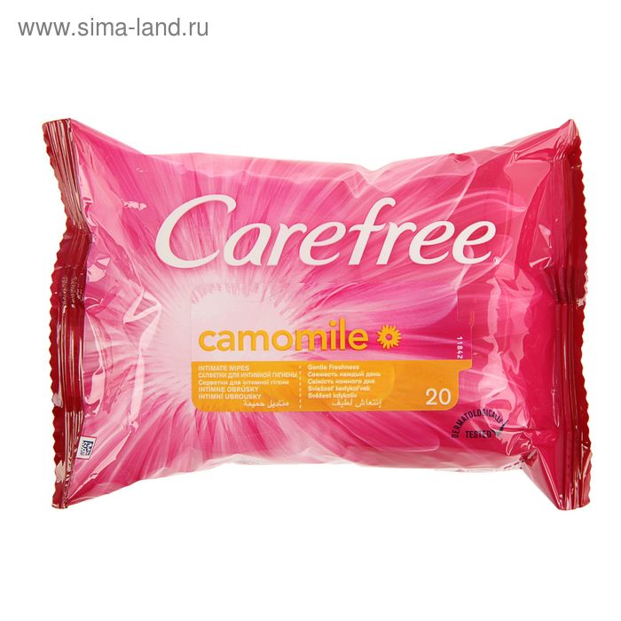 Влажные салфетки Carefree Ромашка, для интимной гигиены, 20 шт. - Фото 1