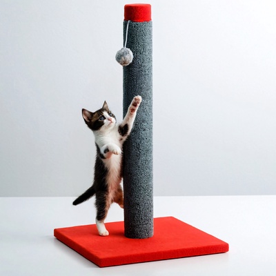 Когтеточка «Столбик» Lowcost, 54×31 см, с игрушкой, ковролин, МИКС