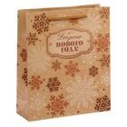 Пакет крафтовый вертикальный «Снежинки», 23 × 27 × 8 см - Фото 1