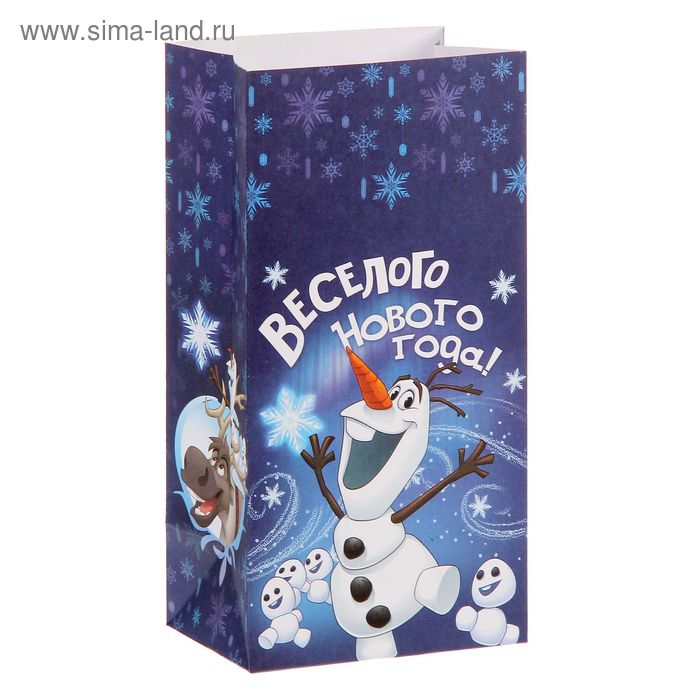 Пакет подарочный без ручек "Веселого Нового года!", Холодное сердце, 10 х 19,5 х 7 см - Фото 1