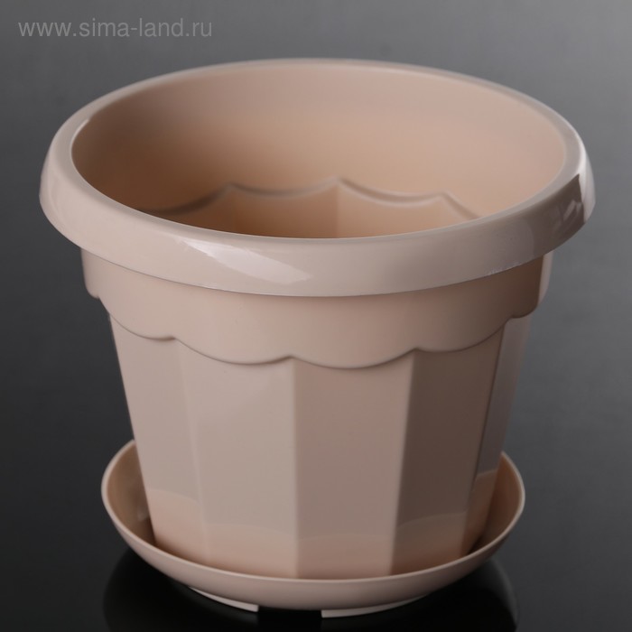 Горшок для цветов с поддоном Доляна «Эрика», 1,8 л, цвет пудровый - Фото 1