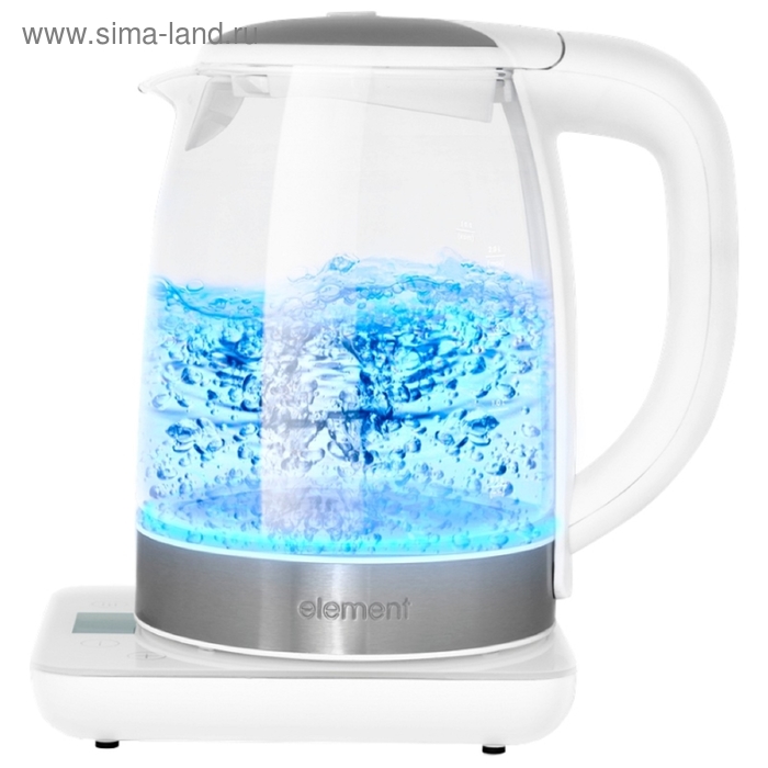 Чайник электрический Element El'Kettle WF06GW, стекло, 2 л, 2200 Вт, подсветка, белый - Фото 1