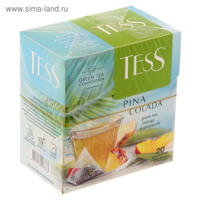Чай Tess пирамидки Pina Colada, green tea, 20п*1,8 гр. - Фото 1