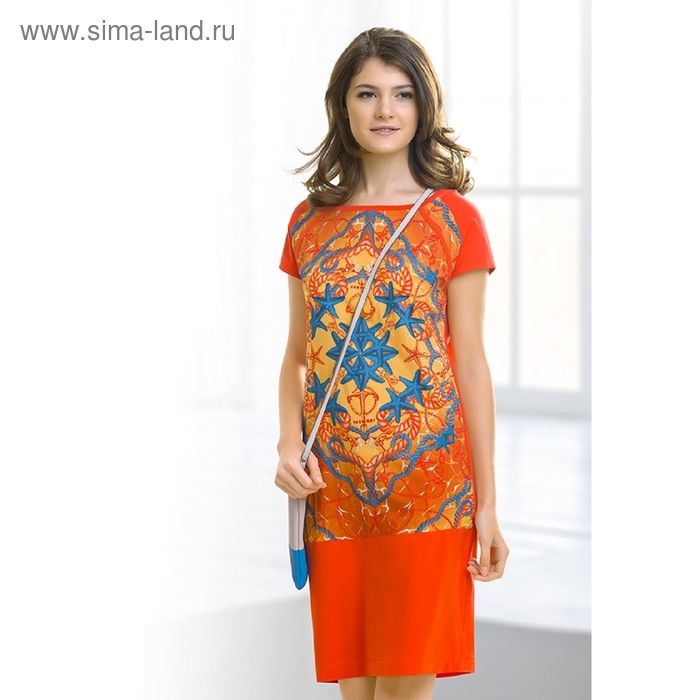 Платье-футболка женское, размер XS, цвет оранжевый - Фото 1