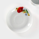 Чайная пара Добрушский завод «Маки красные», 2 предмета: чашка 250 мл, блюдце d=15 см, фарфор, белая - Фото 3