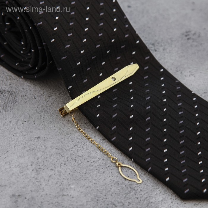 Зажим для галстука "Классика", закруглённый треугольник с эмалью, цвет чёрно-золотой - Фото 1