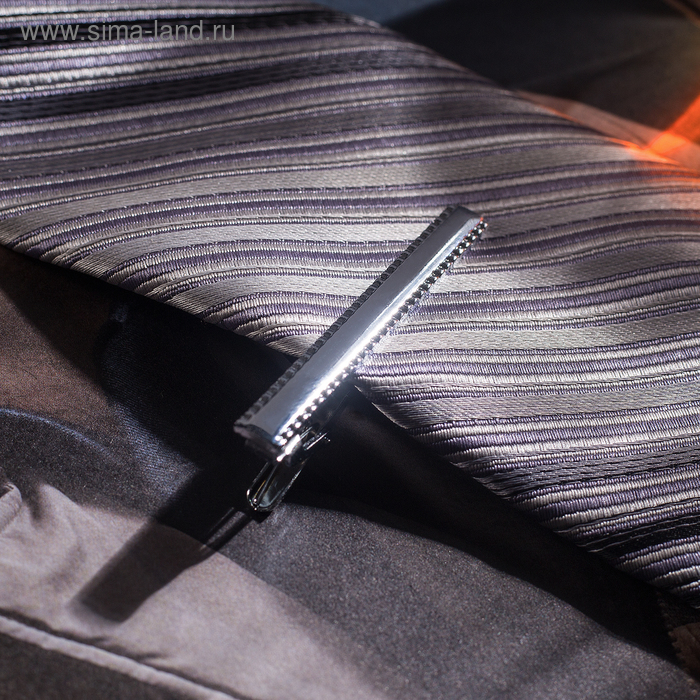 Зажим для галстука «Классический» с рамкой, цвет серебряный - Фото 1