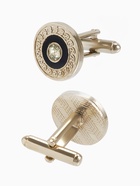 Набор мужской медный «Запонки + Зажим для галстука» круг с гравировкой, чёрно-белый в серебре - Фото 2