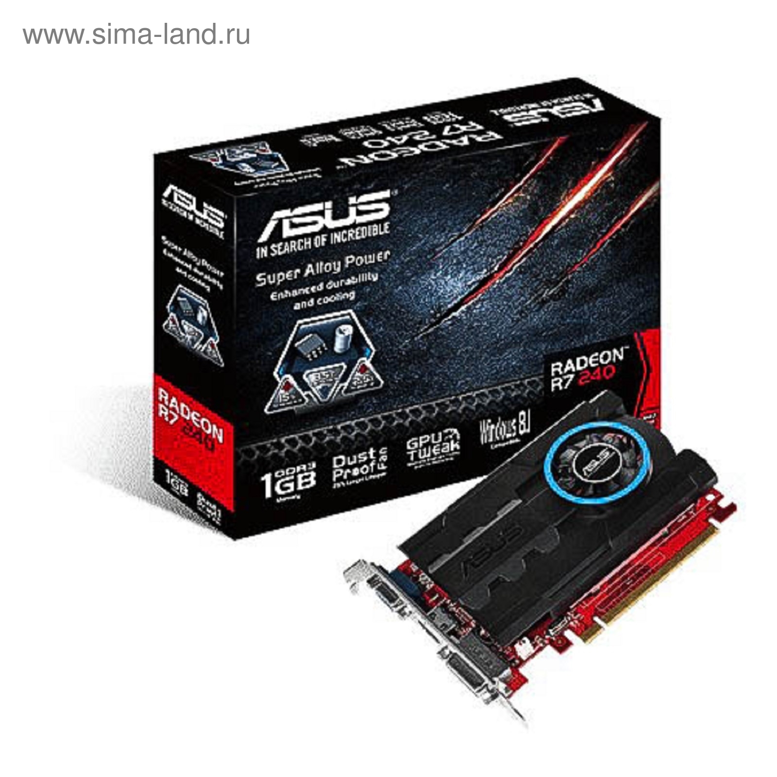 Видеокарта Asus AMD Radeon R7 240 (R7240-1GD3) 1G, 64bit, DDR3, 600/1600,  Ret