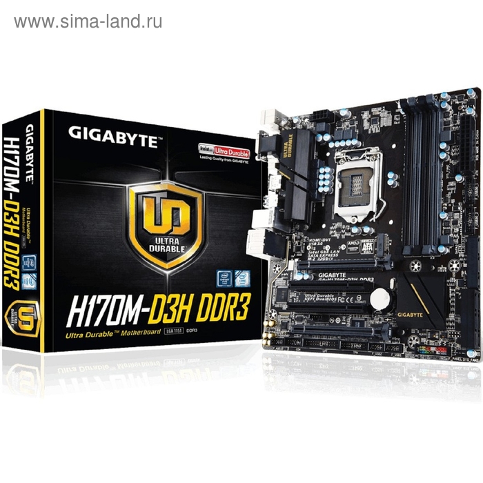 Материнская плата Gigabyte GA-H170M-D3H, Soc-1151, Intel H170, 4xDDR3L, mATX, Ret - Фото 1