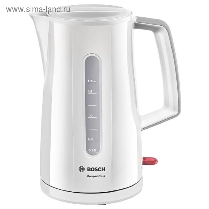 Чайник электрический Bosch TWK3A011 CTWK20, пластик, 1.7 л, 2400 Вт, белый - Фото 1