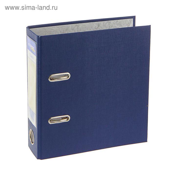 Папка-регистратор А5, 75мм PVC Classic, торцевой карман, синий - Фото 1
