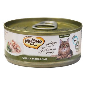 Влажный корм "Мнямс" для кошек, тунец с макрелью в нежном желе, ж/б, 70 г