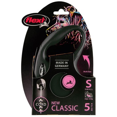 Рулетка Flexi New Classic S (до 12 кг) 5 м трос, черная