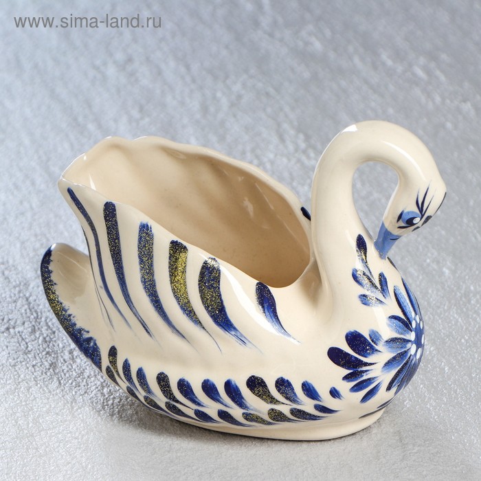 Конфетница "Лебедь", роспись, 18*14 см - Фото 1