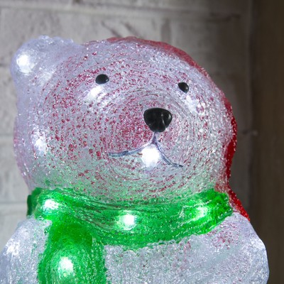 Фигура акрил. "Мишка с елкой" 20х18х29 см, 20 LED, 8 режимов, 220V, БЕЛЫЙ