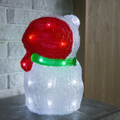 Фигура акрил. "Мишка с елкой" 20х18х29 см, 20 LED, 8 режимов, 220V, БЕЛЫЙ