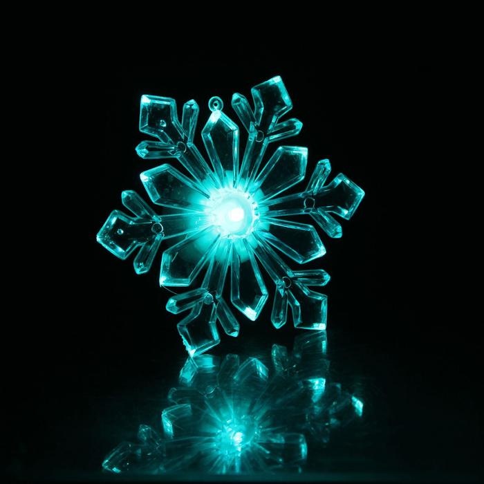 Игрушка световая "Снежинка ледяная" (батарейки в комплекте) на подставке и присоске 10 см - Фото 1