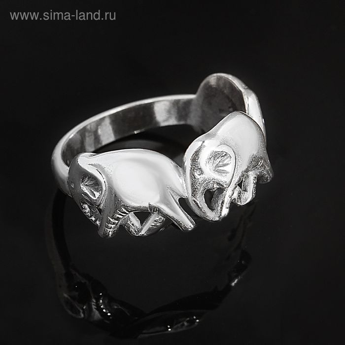Кольцо "Три слона", размер 18, цвет чернёное серебро - Фото 1