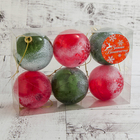 Набор шаров пластик d-6 см, 6 шт "Морозные снежинки и ёлочки" красно-зелёные - Фото 2