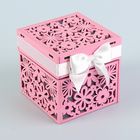 Подарочная коробочка "Цветы" с крышкой, 10 х 10 х 10 см, розовый-серый - Фото 1