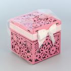 Подарочная коробочка "Цветы" с крышкой, 10 х 10 х 10 см, розовый-серый - Фото 3