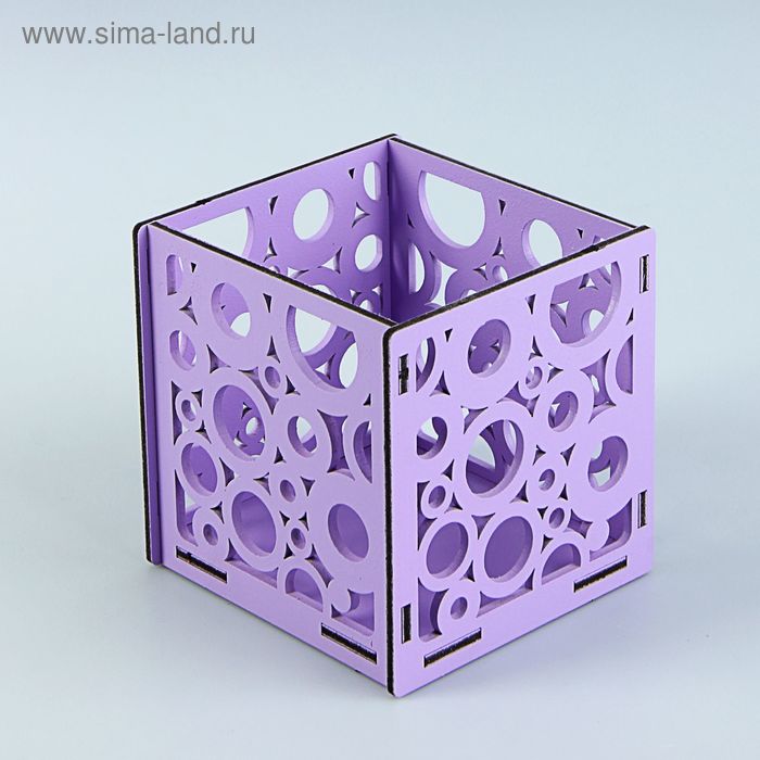 Подарочная коробочка с кругами, 10 х 10 х 10 см, сиреневый - Фото 1
