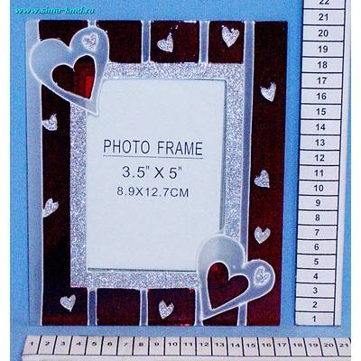 Рамка д/фото стекло сердце красно-белое 9*13см (бокс 48 шт)