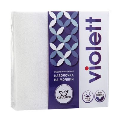 Наволочка VIOLETT на молнии, размер 50х70 см, махра непромокаемая белая, 140 г/м2