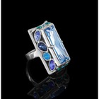 Кольцо "Донизети", размер 18, цвет голубой в черненом серебре - Фото 1