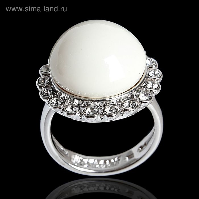Кольцо "Бамбузе", размер 18, цвет белый в серебре - Фото 1