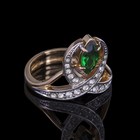 Кольцо "Крибус", размер 17, цвет зеленый в золоте - Фото 1