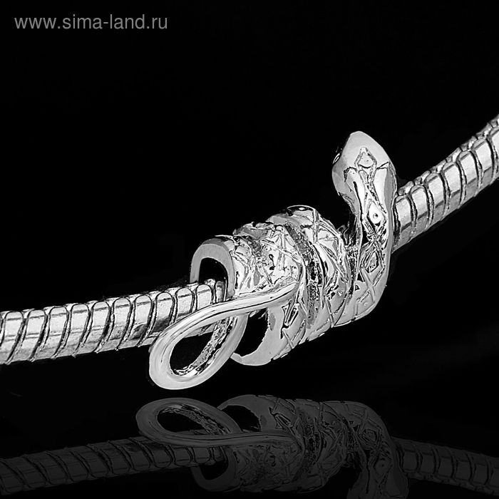Бусина "Змейка", цвет черненое серебро - Фото 1