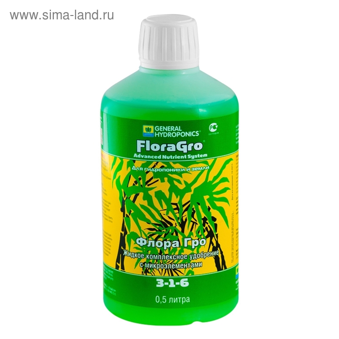 Минеральное концентрированное удобрение FloraGro GHE 0,5 L, (t°C) - Фото 1