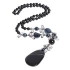 Кулон «Агат черный с хрусталем» капля, 80см - Фото 1