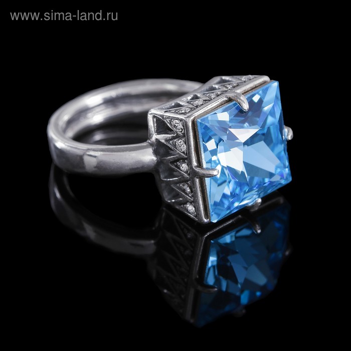 Кольцо "Град", размер 17, цвет бело-голубой в серебре - Фото 1