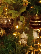 Ёлочные игрушки 4 шт. «Жёлудь со снежинками» 6×4 см, золото 1332584